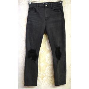 Hollister Womens Size 9R Ultra High-Rise Skinny Ankle Thrashed Black Jeans 29/27